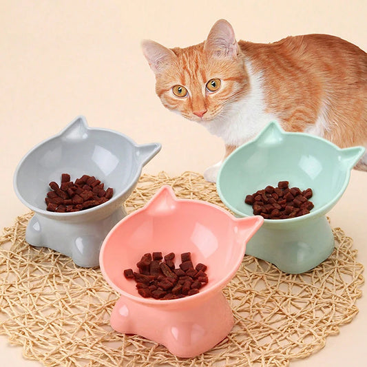Hot-selling Nordic style pet bowl, cervical vertebra protection cat bowl anti-tip plastic inclined mouth cat bowl pet supplies
