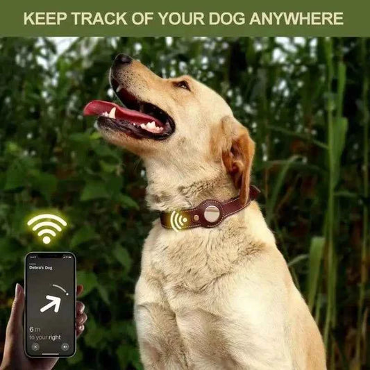 Leather Collar Locator Collar Pet Dog Collar Tracking Full Grain Cowhide Detachable