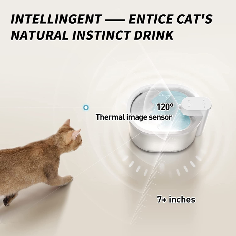 Uahpet Wireless Battery Operated Automatic Cat Pet Water Fountain 67oz 2L Ultra Quiet Cat Water Dispenser for Cats and Small Dog