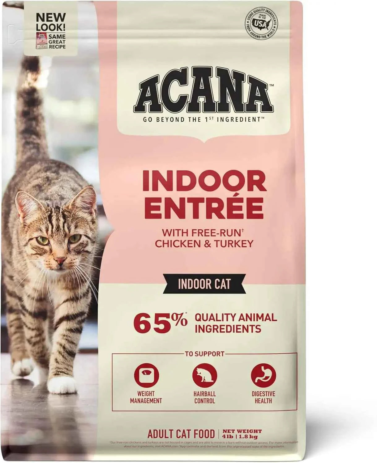 Premium Indoor Cat Food with Chicken, Turkey, Herring & Rabbit - 4lb Bag for Healthy Cats