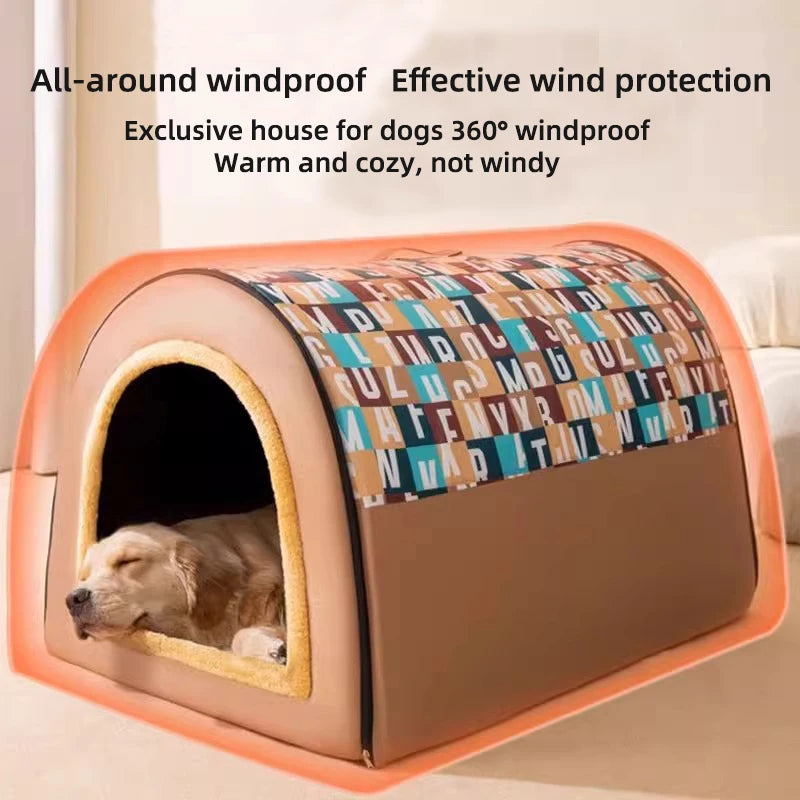 2025 New Dog Kennel Winter Warm Large Dog Oversized Dog House House Closed Winter Removable Golden Pet Four Seasons Use