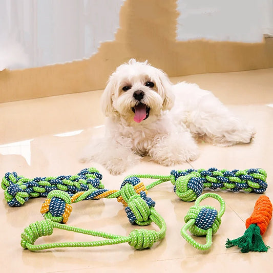 Mini Dog Toys Interactive Cotton Rope Chew Ball Toothbrush Puppy Toy for Teething Large Small Dogs Pet Accessories