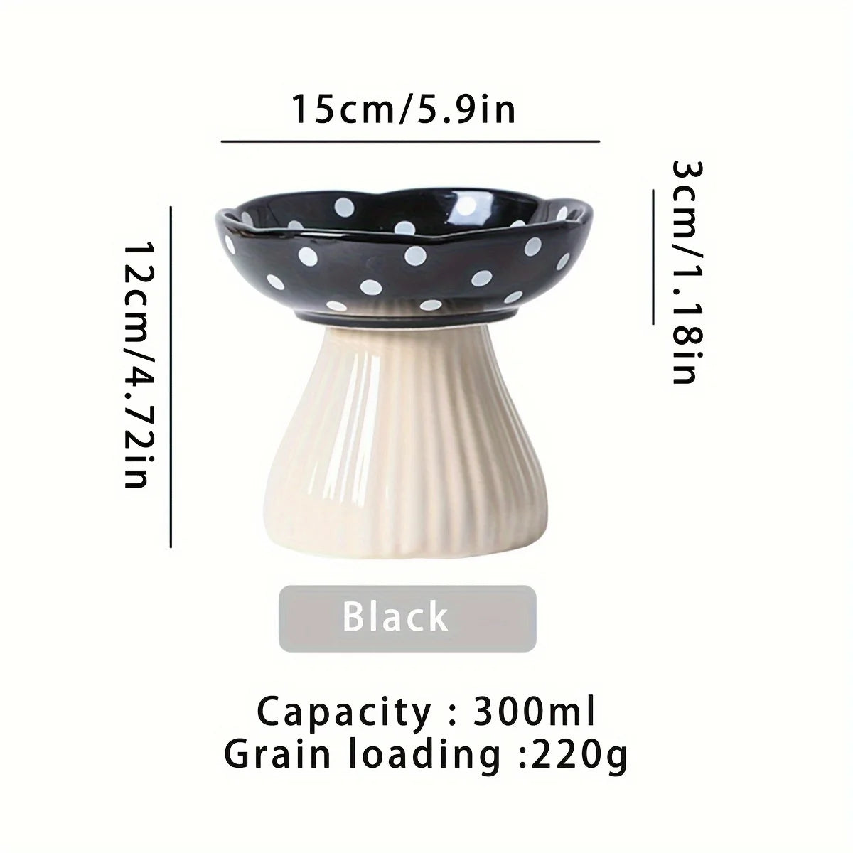 Resin Mushroom Cat Bowl: Tall, 300ml capacity, suitable for cats - ideal for feeding and drinking festivals