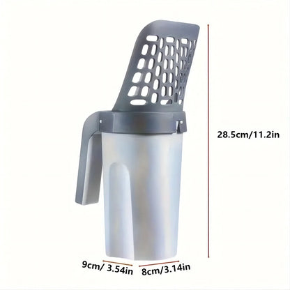 Cat Litter Scoop with Integrated Trash Can - Large-Capacity Portable, Easy-Clean Plastic Pet Waste Shovel for Cats