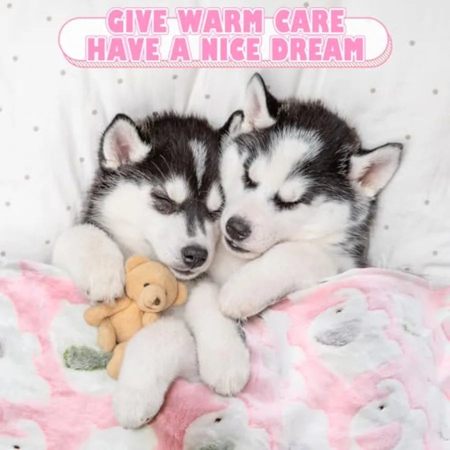 18 Pcs Fleece Pet Blanket Soft Warm Sleep Mat Fluffy Puppy Supplies Paw Bone Star Elephant Dot Heart Print Design Bed Blankets