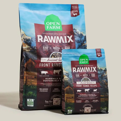 RawMix Dry Dog Food with Ancient Grains Protein-Packed Kibble Coated in Bone Broth with Freeze Dried Raw Chunks Beef Pork and L