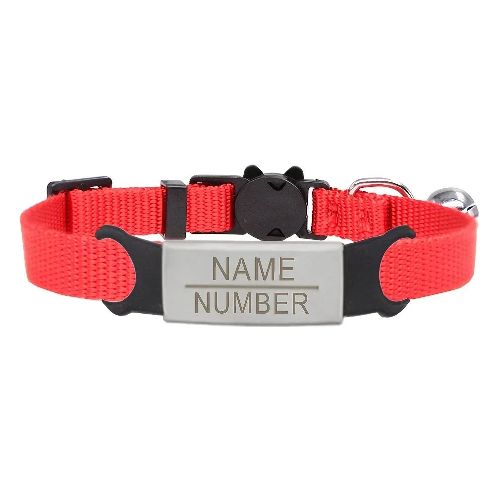 Personalized Cute ID Tag Cat Collar - Safe Breakaway Design with Engraved Name Phone Number Ideal Gift for Cat Lovers Pet Owners