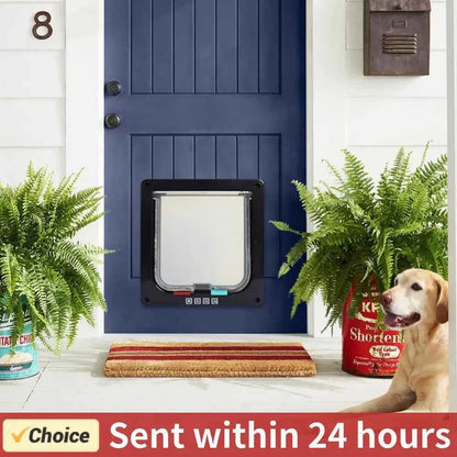 Cat Flap Door with 4 Way Security Lock Puppy Kitten Safety In&out Pet Door ABS Plastic Small Pet Gate Dog Cat Kitten Flap Door