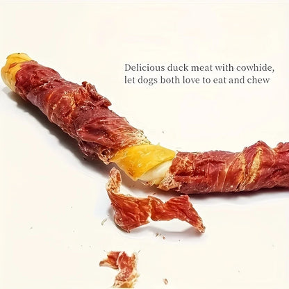 4-Pack(4 x 100g/3.53oz) 400g/14.12oz Duck Wrapped Rawhide Sticks, Dog Treats For Small, Medium, & Large Dog