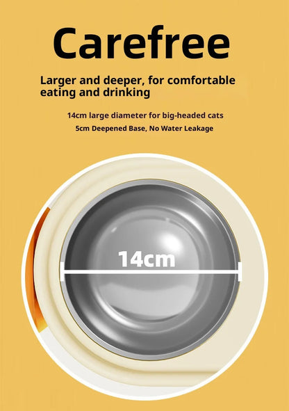Adjustable Height Pet Bowl with Neck Support - Stainless Steel Dual Dish Anti-Slip Easy Clean Large Capacity Cat Dog Bowl