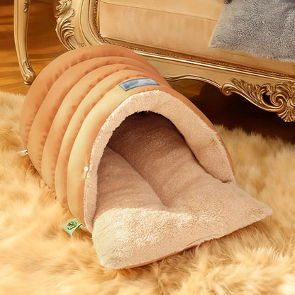 Semi Enclosed Pet Cave Bed Warm Comfortable Windproof Sleeping Sack Washable Pet Nest for Cats Small Dogs Indoor Outdoor