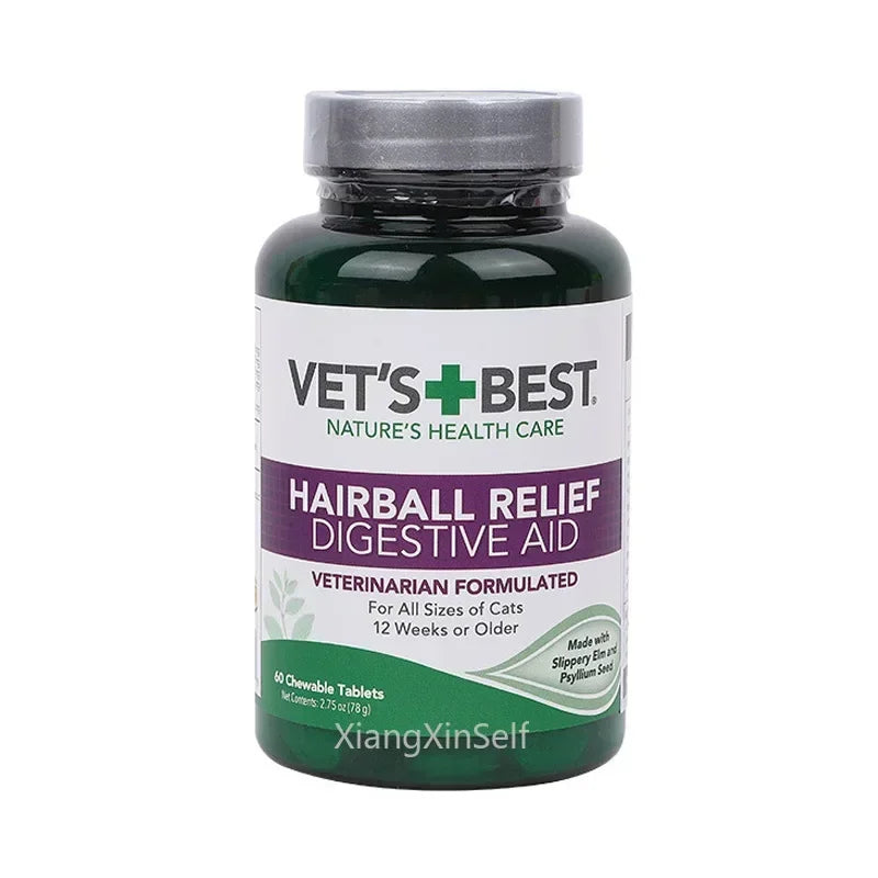 60 Tablets Vet's Best Pet Cat Hairball Relief Natural Digestive Aid & Hair Removal Supplement for Cats of All Sizes