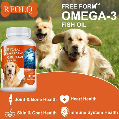 120 Softgels Deep-sea Fish Oil for Dogs Rich OMEGA 3 & 6 Salmon Oil Beauty Hair Protects Joint Health