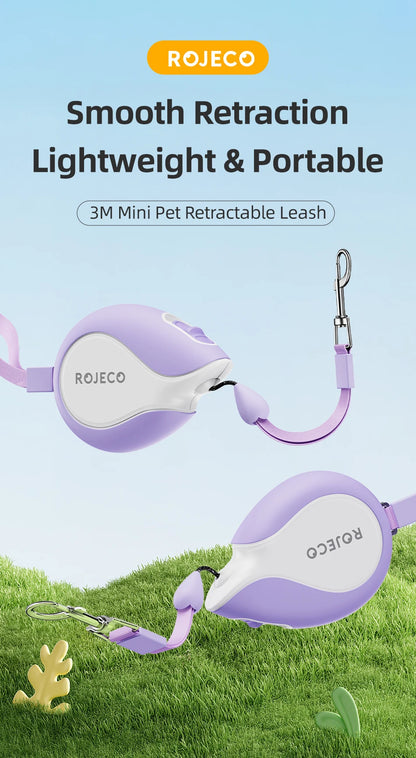 ROJECO Mini Automatic Retractable Dog Leash 3M Extendable Rope For Outdoor Travel Walking Hiking Pet Cat Dogs Traction Rope Lead
