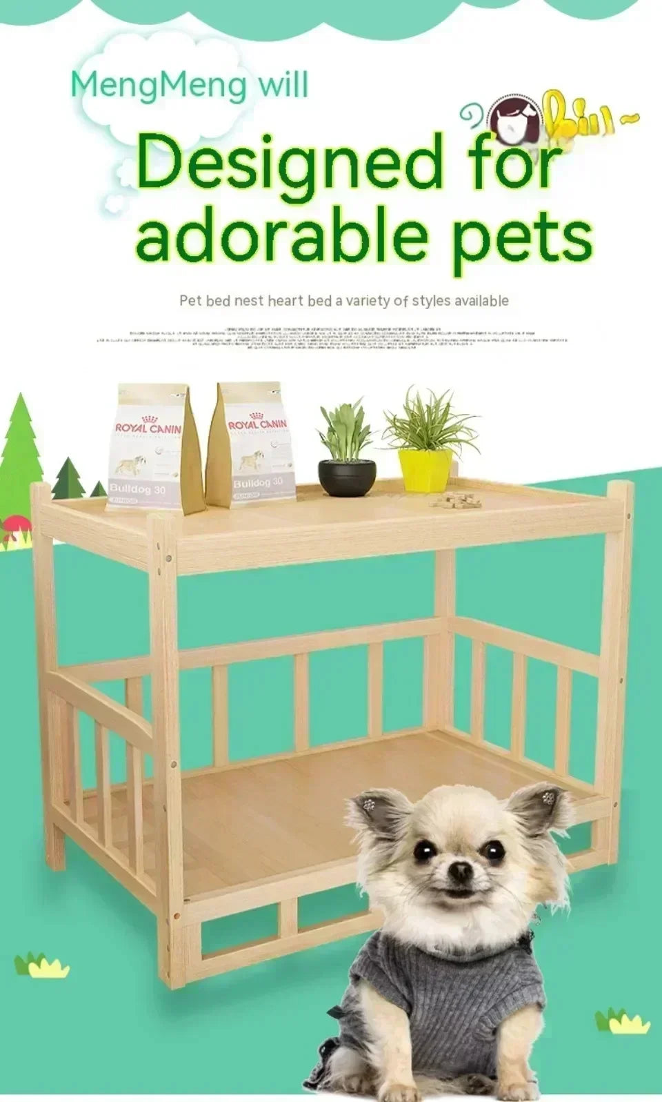 Simplicity Wooden Dog Bed Can Be Used As Bedside Table Dog Kennel Four Season Universal Environment protection Practical Pet Bed