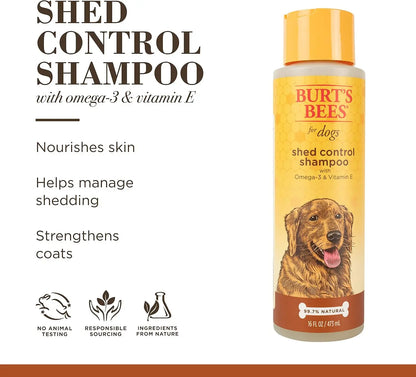 Deshedding Dog Shampoo with Omega-3 & Vitamin E, 99.7% Natural, 16 oz