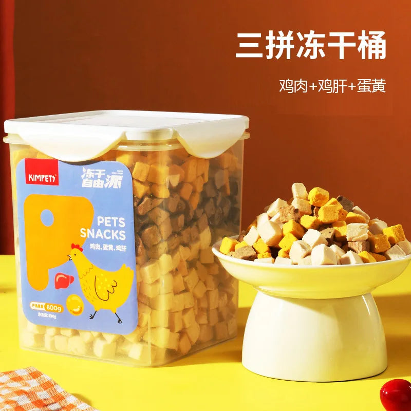 Family Bucket Chicken Freeze-Dried  Food for Adult And Kittens Plush  Treats Pet Supplies Dry Chicken Grain Snacks