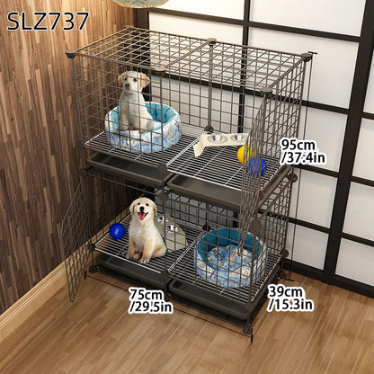 Dog Cage for Medium-Sized Dogs, Small Dogs, Indoor Teacup Dogs, Teddy, Labrador Villa Fence with Toilet, Dog Supplies
