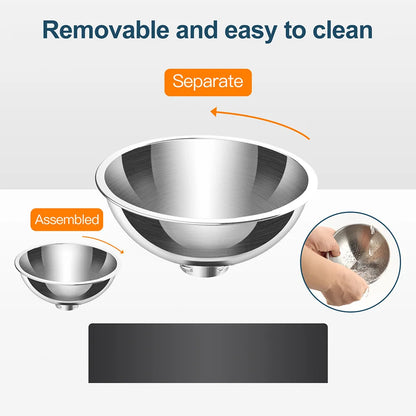 Elevated Pet Bowl 304 Stainless Steel - Adjustable Height Neck Support Large Wide Mouth Feeder for Cats and Dogs