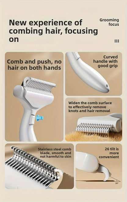 1PC Stainless Steel Dog Hair Removal Brush for Long Hair Breeds Puppy Cat Comb Pet Grooming Products Curved Design