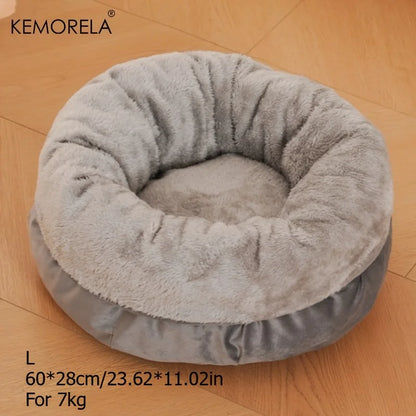 KEMORELA Ultra-Soft Plush round Pet Bed Washable Non-Slip Bottom Winter Cozy Design for Indoor Cats And Small/Medium Dogs