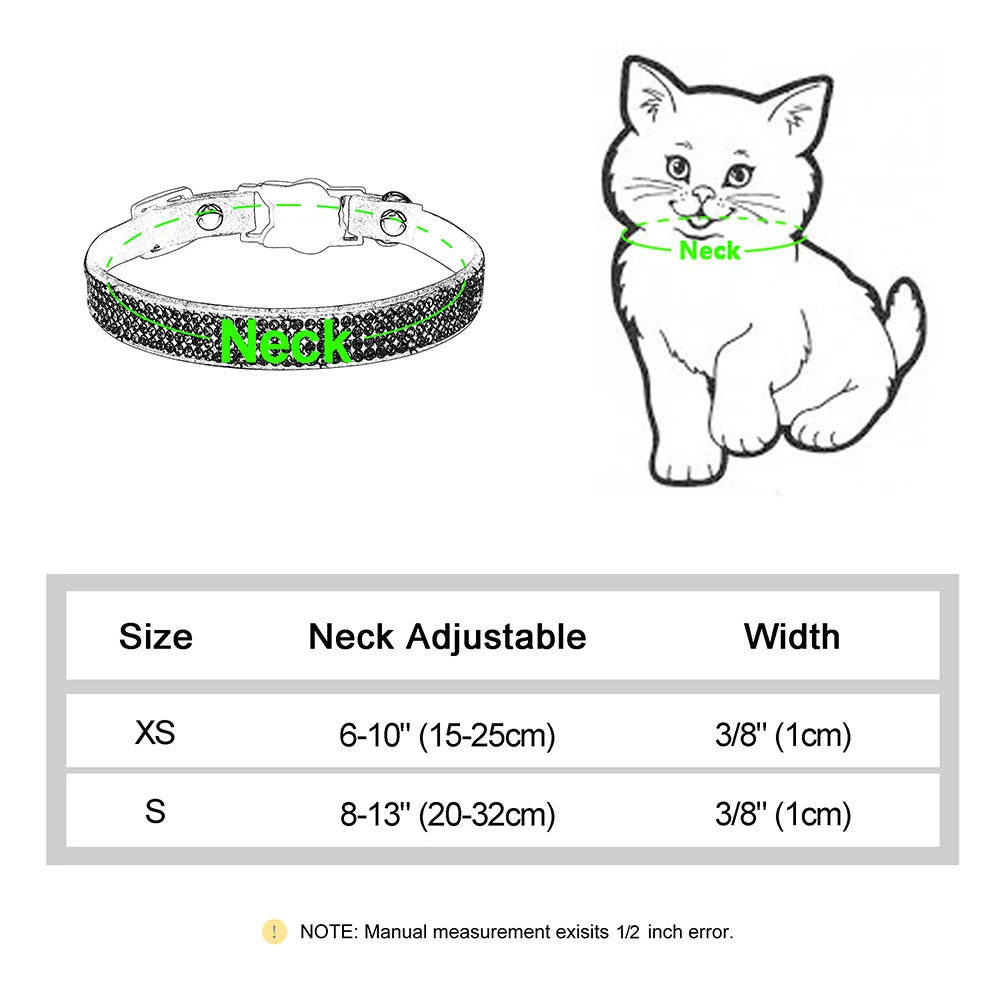 Soft Pink Suede Leather Cat Collar - Bling Rhinestone Design with Bell, Safety Breakaway & Adjustable XS/S for Cats & Puppies