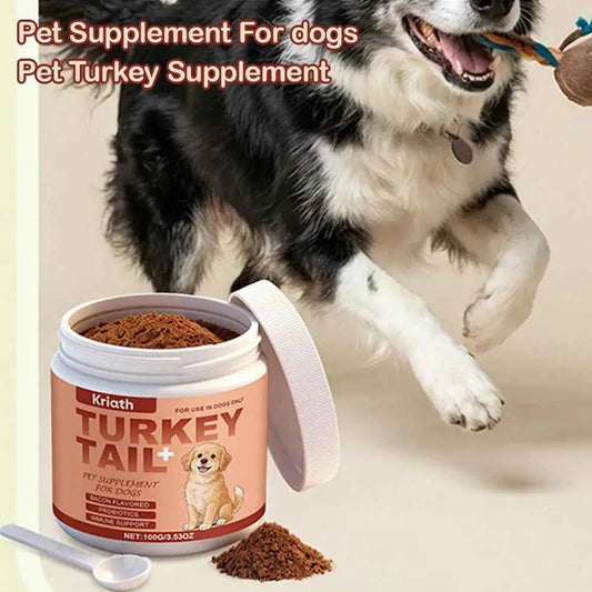 Dog Immune Support Supplement Turkey Tail Mushroom Powder With Probiotics Bacon Flavor For Gut Health And Defense System 3.53oz