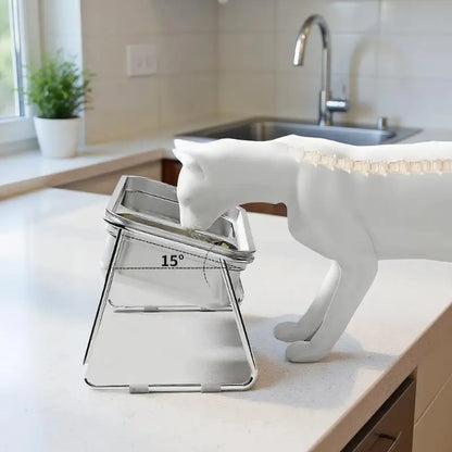 Cat Bowl Cat Food Bowl Stainless Steel Double Bowl Anti-Tip Pet Bowl Cat Eating Bowl Drinking Bowl Grain Bowl Dog Bowl