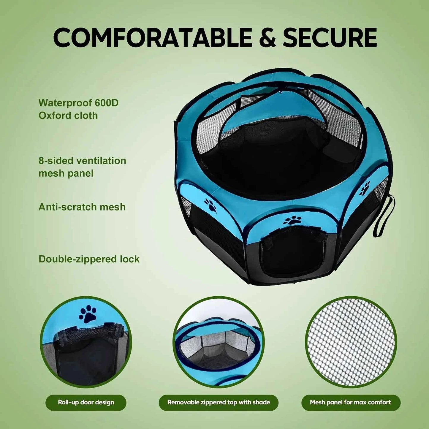 Christmas Gift Dog Playpen, Puppy Pet Cat Playpen Indoor for Small Dogs, Dog Tent Crates Cage Indoor/Outdoor, Portable Pop Up Dog Kennel Playpen with Carrying Case for Dogs/Cats/Rabbits, Removable Zipper Top