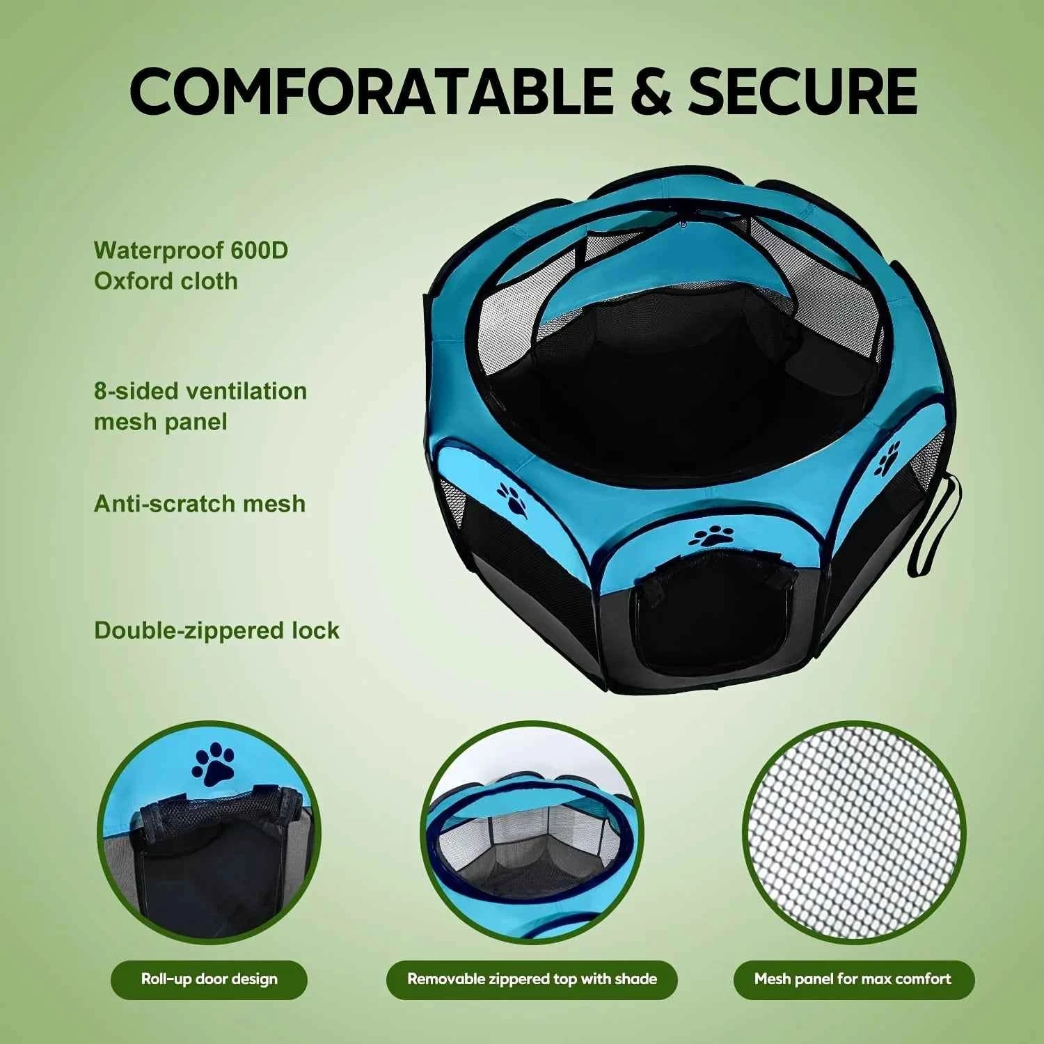 Christmas Gift Dog Playpen, Puppy Pet Cat Playpen Indoor for Small Dogs, Dog Tent Crates Cage Indoor/Outdoor, Portable Pop Up Dog Kennel Playpen with Carrying Case for Dogs/Cats/Rabbits, Removable Zipper Top