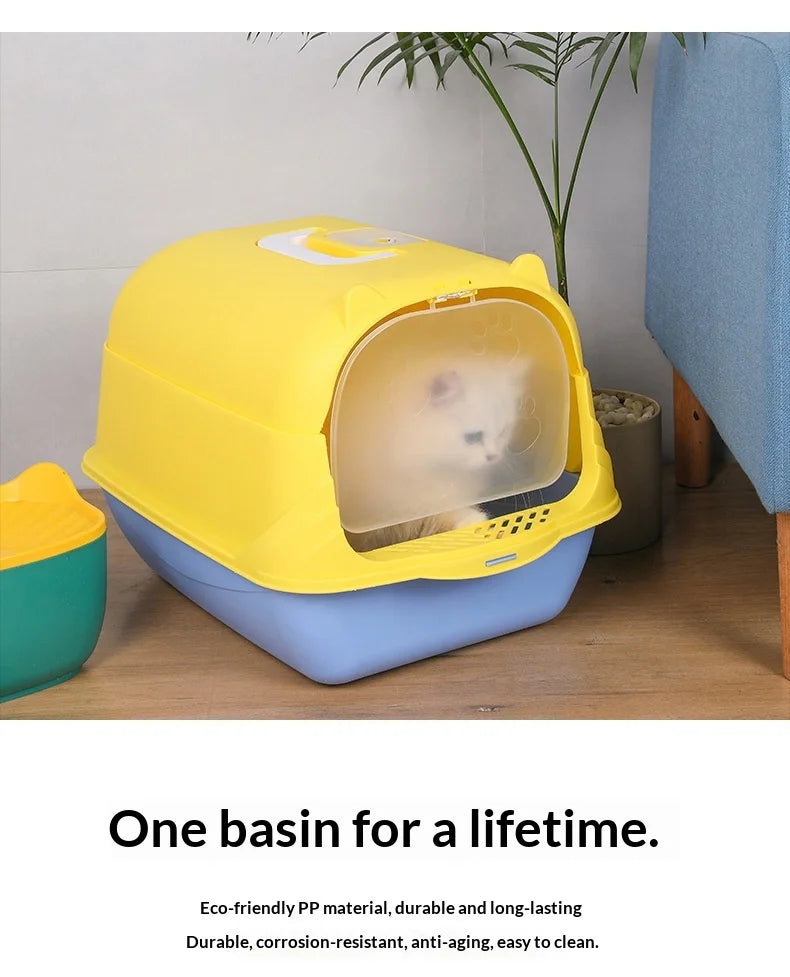 Cleaning Cat Litter Box Large Enclosed Anti Splash UV Sterilization Odor Control Pet Toilet Cat Supplies Cat Litter Catcher