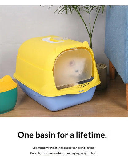 Cleaning Cat Litter Box Large Enclosed Anti Splash UV Sterilization Odor Control Pet Toilet Cat Supplies Cat Litter Catcher