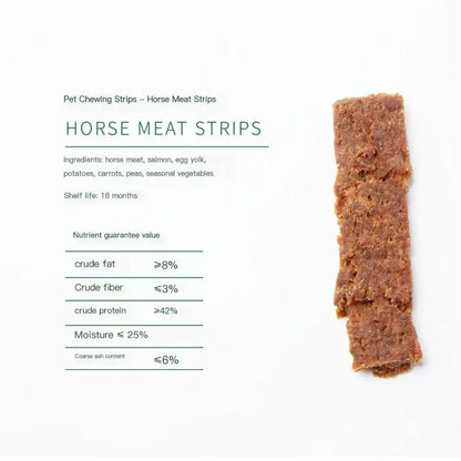 SHOUOK air-dried HORSE MEAT STRIPS for Dogs with 92%meat content;100%nature;NO antibiotics;No Grains;
