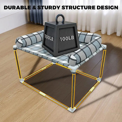 Raised Dog Bed with Pillow Extension for Cosleeping - Attaches to Human Bed, 34x26x20