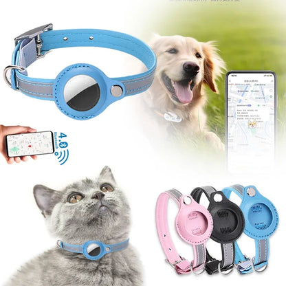 Pet GPS Tracker Leather Pet Adjustable Collars for Apple Airtag Location Tracker Dog Cat Anti-lost Reflective Protection Case