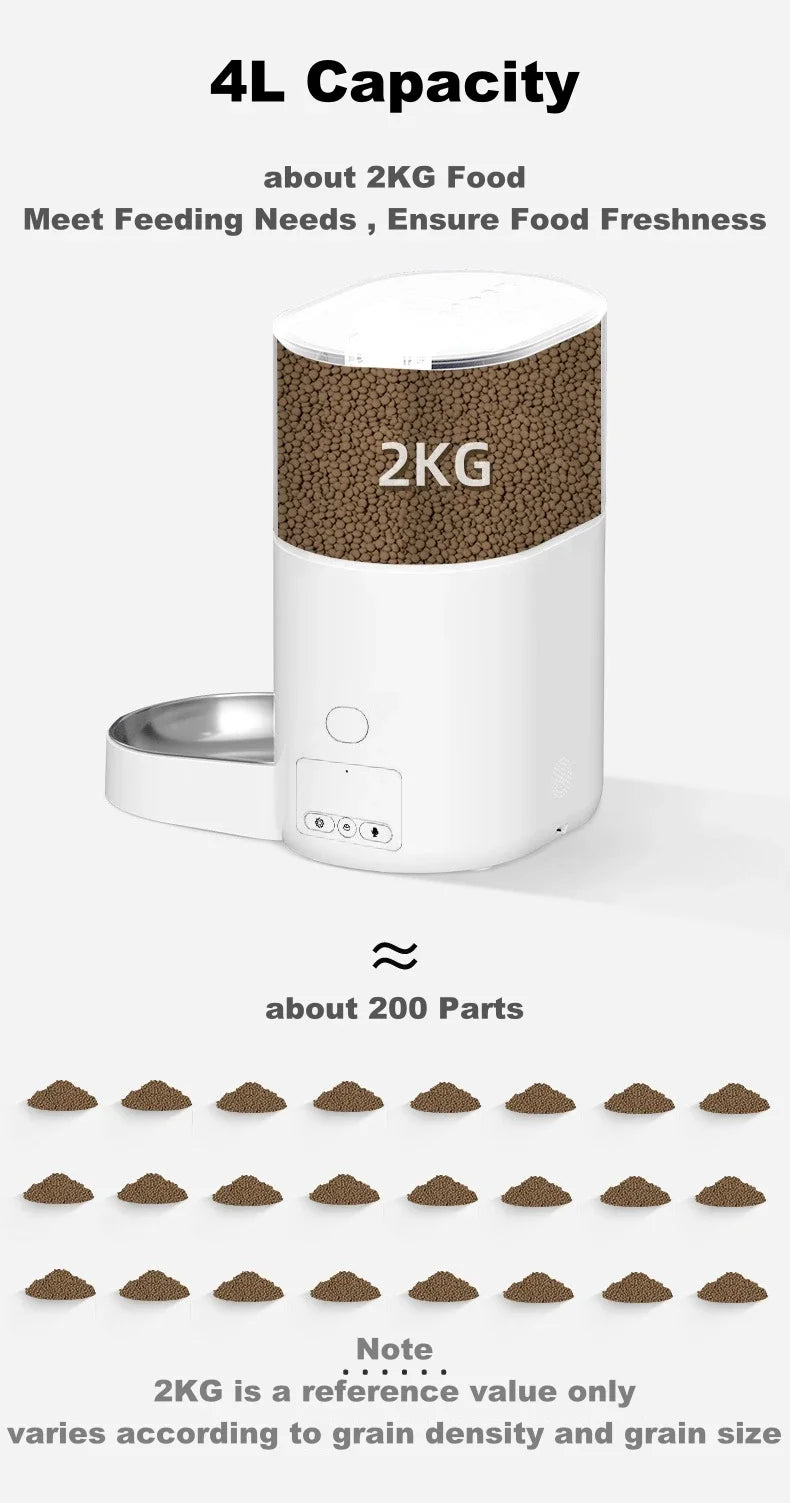 Video Automatic Pet Feeder with HD Camera, Food Dispenser for Cats and Dogs WiFi Smart Feeder with Camera 4L 2-Way Audio,Mobile