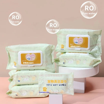 3 Packs, 80 Sheets Per Pack, Pet Wipes, Pet Wipes Specifically for Cats and Dogs, for Wiping Tear Stains, Cleaning Body Parts, No-Rinse, Deodorizing, Cleaning Wet Wipes