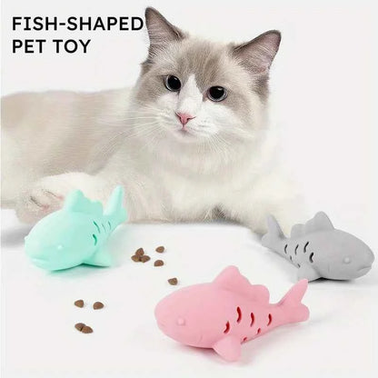 Pet's Chew Toy - Silicone Treat Dispenser Teeth Grinding & Mental Enrichment,  Bite-Proof for Small Pets, Vibrant Fish Design