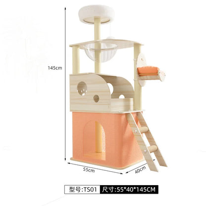 All-in-One Cat Tree | Floor-to-Ceiling Pole, Space Capsule, Sisal Post & Toys