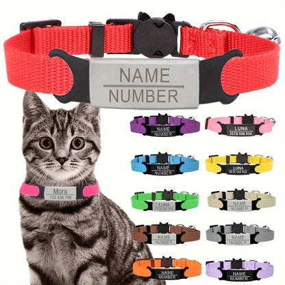 Personalized Cute ID Tag Cat Collar - Safe Breakaway Design with Engraved Name Phone Number Ideal Gift for Cat Lovers Pet Owners