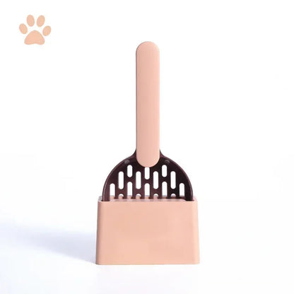 Cat Litter Scoop Set with Base Long Handle Clashing Cat Poop Tool High-Grade ABS Plastic Durable Kitten Toilet Cleaning Tool Pet
