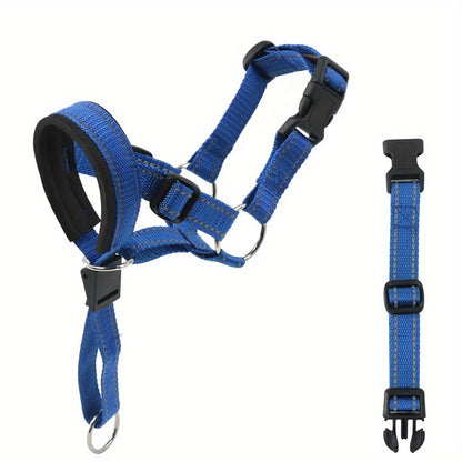 2-Pack Adjustable Nylon Dog Muzzles with Reinforced Stitching–Leader Halter with Safety Strap for Training and Pull-Free Walks