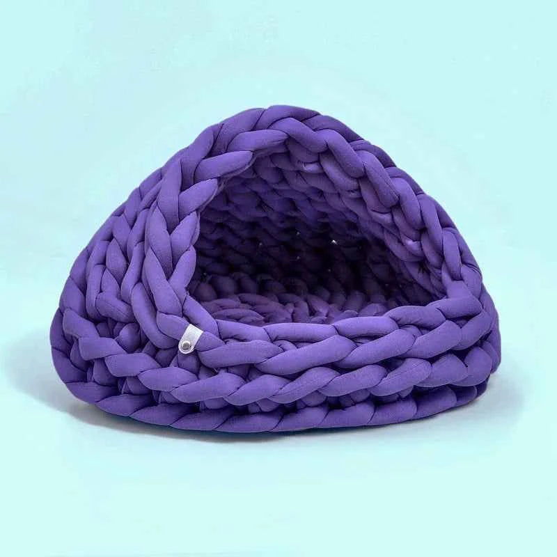Cute Cat Bed Nest Small Dog Kennel Winter Thick House Weaving Pet Puppy Sleeping Bag Super Soft Cat Sleeping Bed Pet Cushion