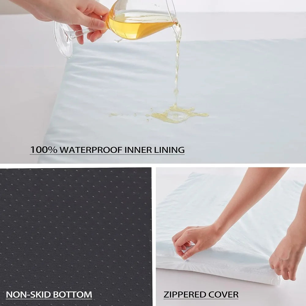 Pet Cooling Dog Bed for Large Dogs, Memory Foam Orthopedic Bed, Washable, Waterproof Liner, Plush Cover, 35x22 inches