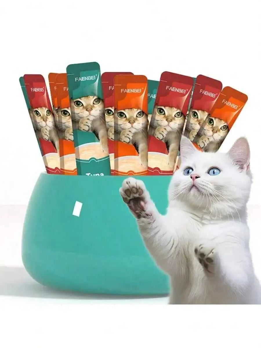 Pet Snacks, Assorted Lickable & Squeezable Cat Treats, Chicken Egg Yolk/Salmon Krill/Tuna Mussels, 0.52 Oz Pouches,