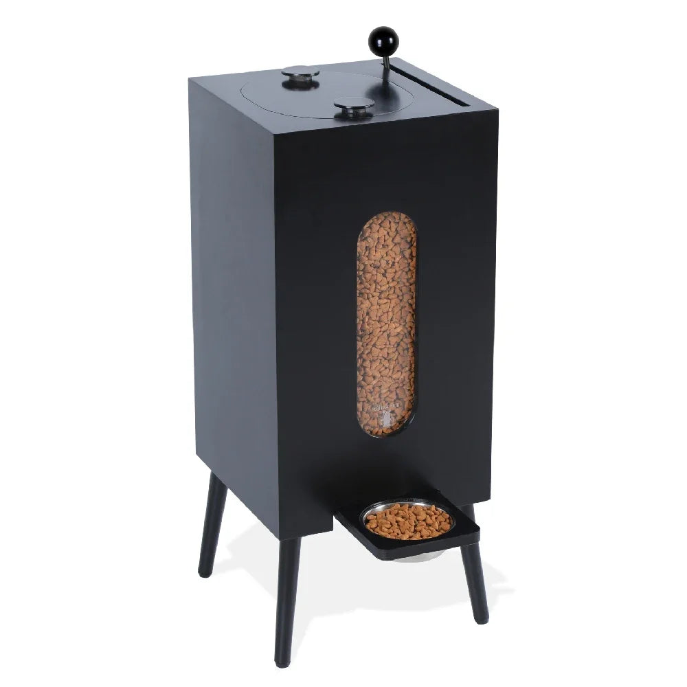 Wooden Raised Pet Feeding Station for Small & Medium Dogs, 10kg Large‑Capacity Food Storage Container, with Stainless Steel Bowl