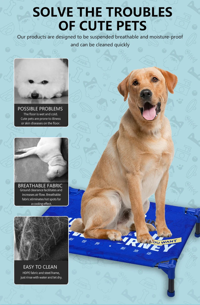 Winter Outdoor Elevated Dog Bed, Large, Medium, Small Pet Dog Bed, Portable Dog Bed for Camping or Beach Breathable Mesh Mesh