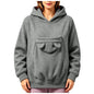 Kangaroo Pocket Cat Dog Hoodies For Women Autumn Winter Warm Outwear Sweatshirt Comfortable Street Style Trendy Fashion Tops