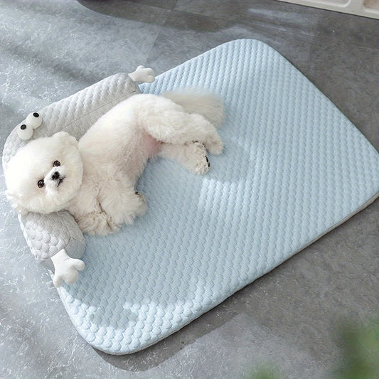 Dog Cool Mat Big-eyed Monster Breathable and Absorbent Mat Summer Cooling Sleeping Washable Pad Cool Nest for Cats Dogs