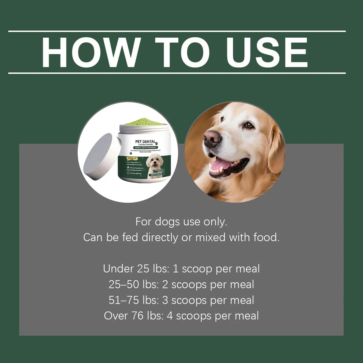 100g Dog Tooth Powder Freshen Breath Natural Plaque Tartar Remover Probiotic Teeth Cleaning Dental Care For Puppy Small Large